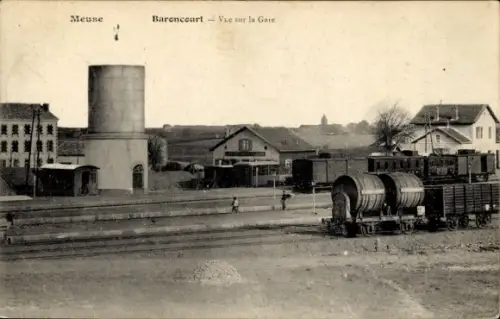 Ak Dommary Baroncourt Meuse, Bahnhof, Güterzug