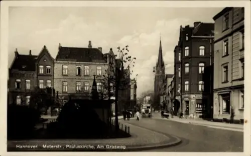 Ak Hannover in Niedersachsen, Meterstraße, Pauluskirche, Am Grasweg