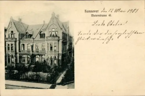 Ak Hannover Südstadt, Metersstrasse 41, Villa