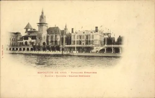 Ak Paris, Exposition de 1900, Pavillons Etrangers, Bosnie, Hongrie, Grande Bretagne