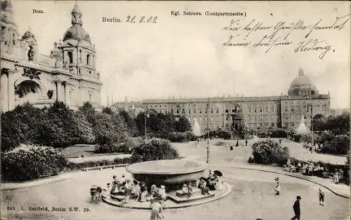 Ak Berlin Mitte, Königliches Schloss, Lustgartenseite, Dom