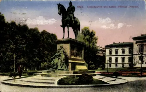 Ak Düsternbrook Kiel,  Schloßgarten, Kaiser-Wilhelm-Denkmal