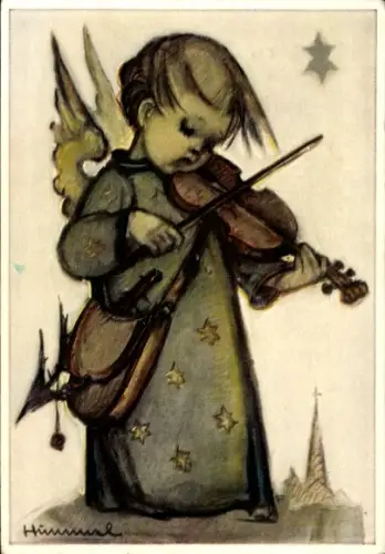 Künstler Ak Hummel, Berta, Nr. 4778, Weihnachten, Engel mit Geige