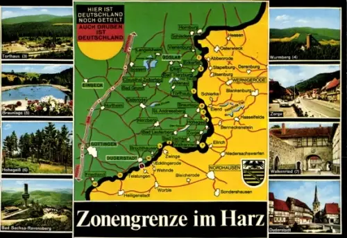 Landkarten Ak Zonengrenze im Harz, DDR, BRD, Torfhaus, Braunlage, Hohegeiß, Zorge, Duderstadt
