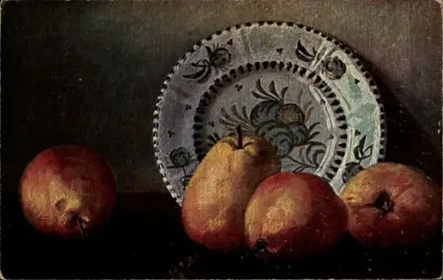 Ak Früchte, Obst, Birnen, Teller