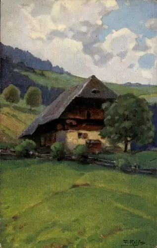 Künstler Ak Reiss, Fritz, Sommer im Schwarzwald, Wohnhaus