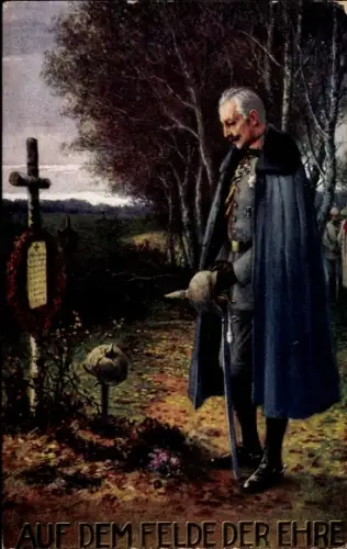 Künstler Ak Kaiser Wilhelm II., Auf dem Felde der Ehre, Soldatengrab, I. WK