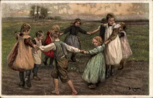 Künstler Ak Berthold Genzmer, Kinderreigen, Tanz