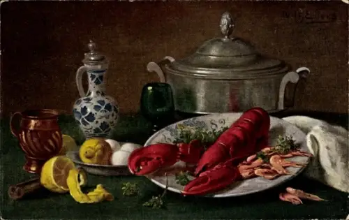 Ak Essen, Hummer, Zitronen, Tasse