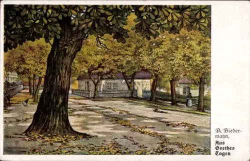 Künstler Ak Biedermann, A., Aus Goethes Tagen, Kastanienbaum, Herbst