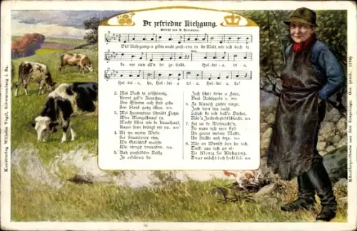 Lied Ak Dr zefriedne Kiehgung, Verlag Wilhelm Vogel, Kuhhirt