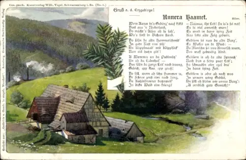 Lied Ak Unnera Haamet, Erzgebirgische Mundart, Wilhelm Vogel, Wohnhaus