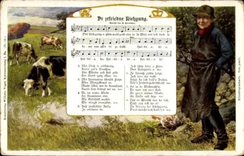 Lied Ak Dr zefriedne Kiehgung, Verlag Wilhelm Vogel, Kuhhirt