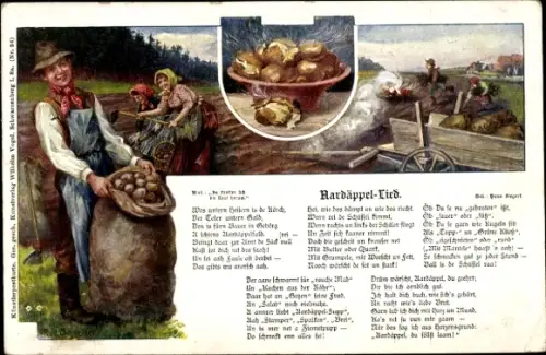 Lied Ak Aardäppel-Lied, Kartoffelernte, Bauern