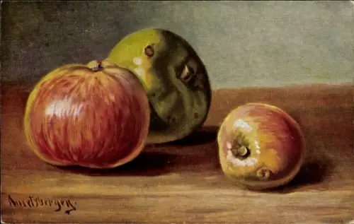 Künstler Ak Hans Anetsberger, Äpfel, Stillleben