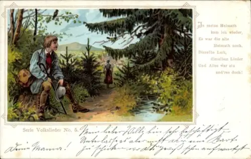 Lied Litho Serie Volkslieder No. 5, In meine Heimath kam ich wieder