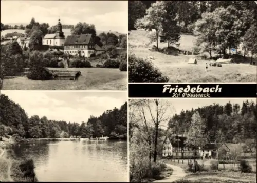 Ak Friedebach Krölpa im Saale Orla Kreis, Kirche, Campingplatz