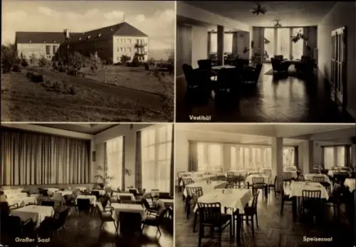 Ak Falkenstein im Vogtland, Sanatorium, Vestibül, Speisesaal, Großer Saal