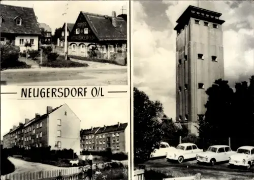 Ak Neugersdorf in der Lausitz, Neugersdorf O/L, Wasserturm, Gründungsviertel, AWG "Frohes Leben",