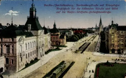 Ak Berlin Charlottenburg, Hardenbergstraße, Königliche Hochschule, Kaiser-Wilhelm-Gedächtniskirche