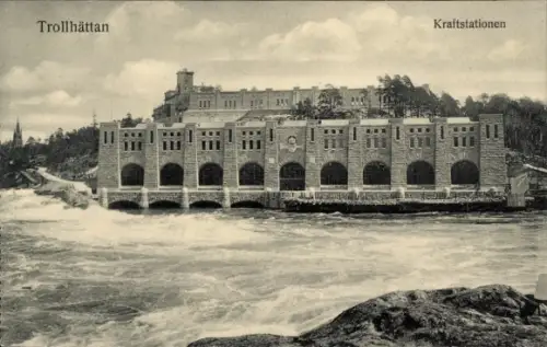 Ak Trollhättan Schweden, Kraftstationen