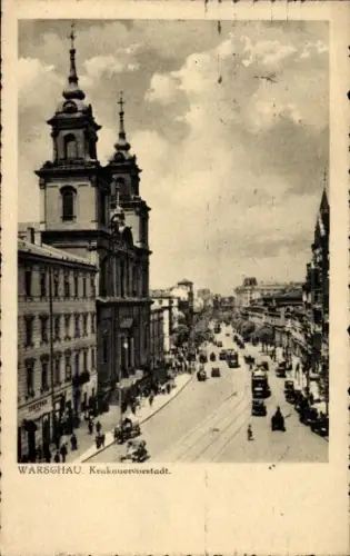 Ak Warszawa Warschau Polen, Karakauer Vorstadt, Straßenansicht