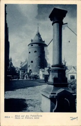 Ak Riga Lettland, Blick auf den Pulverturm, Skats uz Pulvera torni