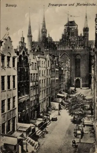 Ak Gdańsk Danzig, Frauengasse und Marienkirche