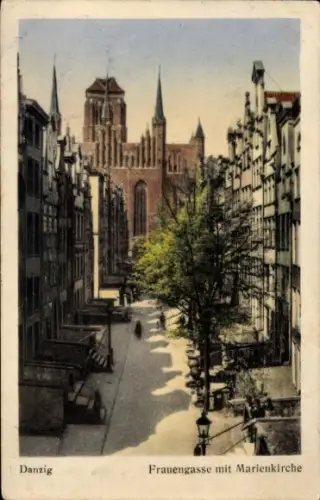 Ak Gdańsk Danzig, Frauengasse mit Marienkirche