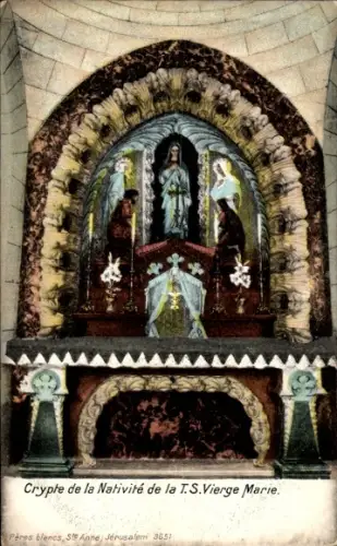 CPA Jérusalem, Israël, Crypte de la Nativité de la Très Sainte Vierge Marie