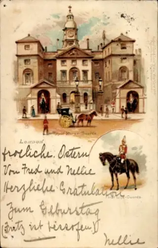 Litho London City, England, Royal Horse Guards