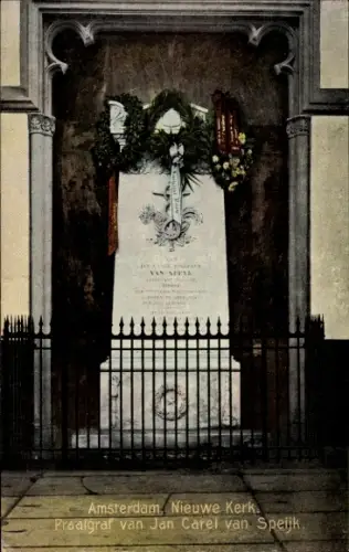 Ak Amsterdam, Noord-Holland, Nederland, Nieuwe Kerk, Praalgraf van Jan Carel van Speijk