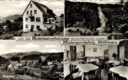 Ak Stryck Willingen Upland in Hessen, Café zur Mühlenkopfschanze, Haus Annegret, Talblick