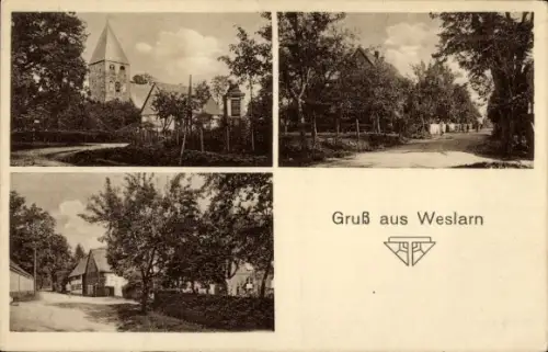 Ak Weslarn Bad Sassendorf in Westfalen,  Kirche, Dorfstraße, Bauernhäuser, Teilansichten