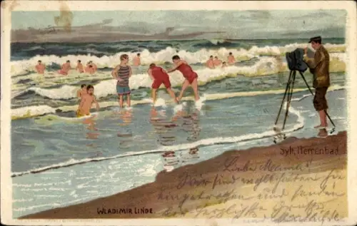 Künstler Ak Linde, W., Insel Sylt in Nordfriesland, Herrenbad