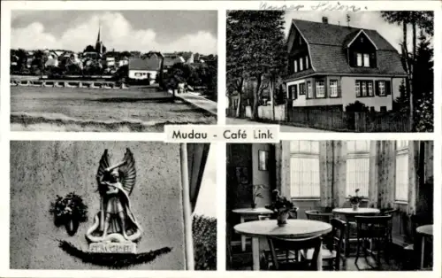 Ak Mudau im Odenwald Baden,  Café Link, Ortsansicht, Außenansicht, Gastraum
