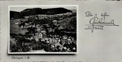 Ak Ebringen im Breisgau, Luftaufnahme von Ebringen, ländliche Landschaft, Gratulationstext