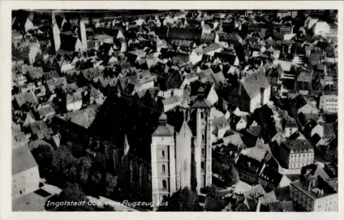 Ak Ingolstadt an der Donau Oberbayern, Ingolstadt Obb. vom Flugzeug aus, Luftaufnahme, Stadtpanor