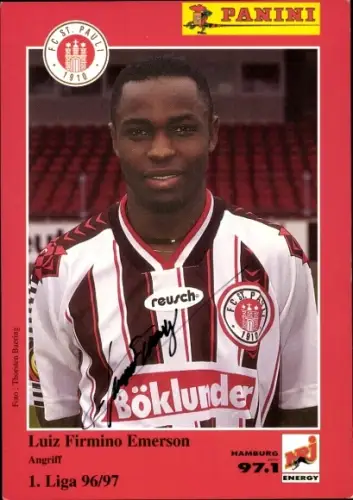 Sammelbild Fußballer Luiz Firmino Emerson, FC St. Pauli, Autogramm