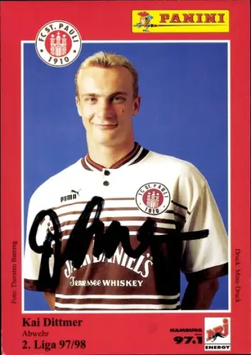 Sammelbild Fußballer Kai Dittmer, FC St. Pauli, Autogramm, Panini