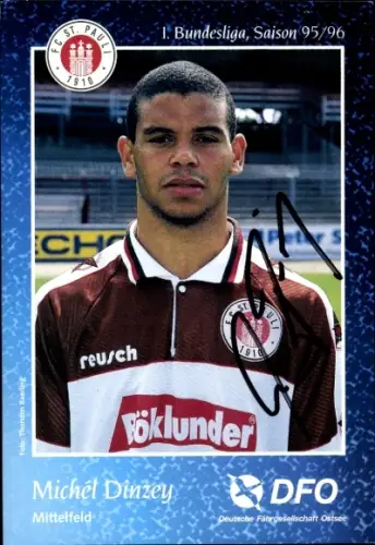 Autogrammkarte Fußballer Michél Dinzey, FC St. Pauli, Autogramm
