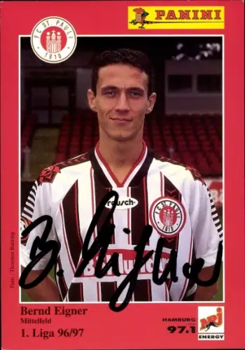 Sammelbild Fußballer Bernd Eigner, FC St. Pauli, Autogramm, Panini
