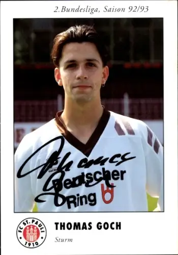 Autogrammkarte Fußballer Thomas Goch, FC St. Pauli, Autogramm