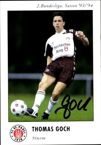 Autogrammkarte Fußballer Thomas Goch, FC St. Pauli, Autogramm
