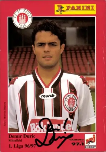 Sammelbild Fußballer Demir Duric, FC St. Pauli, Autogramm, Panini