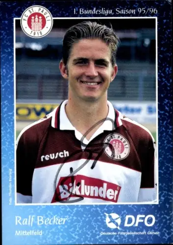 Autogrammkarte Fußballer Ralf Becker, FC St. Pauli, Autogramm