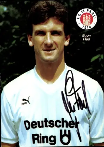Autogrammkarte Fußballer Egon Flad, FC St. Pauli, Autogramm