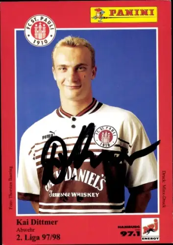 Sammelbild Fußballer Kai Dittmer, FC St. Pauli, Autogramm
