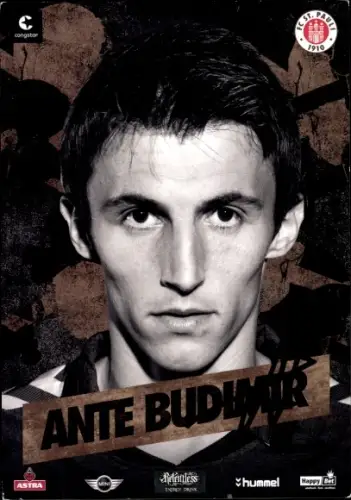 Autogrammkarte Fußballer Ante Budimir, FC St. Pauli, Autogramm
