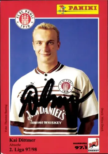 Sammelbild Fußballer Kai Dittmer, FC St. Pauli, Autogramm, Panini